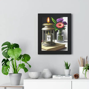 Candle Pocket Watch Framed Vertical Poster Vintage Art - Dipaliz - Posters Prints & Visual Artwork