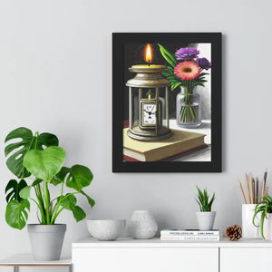 Candle Pocket Watch Framed Vertical Poster Vintage Art - Dipaliz - Posters Prints & Visual Artwork