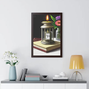 Candle Pocket Watch Framed Vertical Poster Vintage Art - Dipaliz - Posters Prints & Visual Artwork
