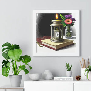 Candle Pocket Watch Framed Vertical Poster Vintage Art - Dipaliz - Posters Prints & Visual Artwork