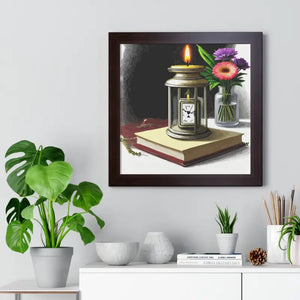 Candle Pocket Watch Framed Vertical Poster Vintage Art - Dipaliz - Posters Prints & Visual Artwork