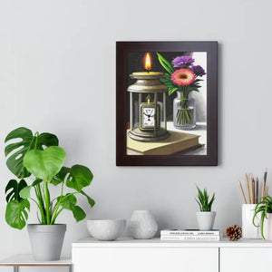 Candle Pocket Watch Framed Vertical Poster Vintage Art - Dipaliz - Posters Prints & Visual Artwork