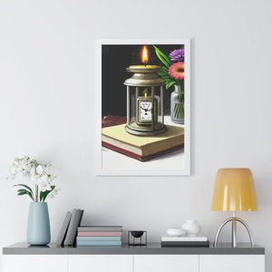 Candle Pocket Watch Framed Vertical Poster Vintage Art - Dipaliz - Posters Prints & Visual Artwork