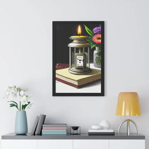 Candle Pocket Watch Framed Vertical Poster Vintage Art - Dipaliz - Posters Prints & Visual Artwork