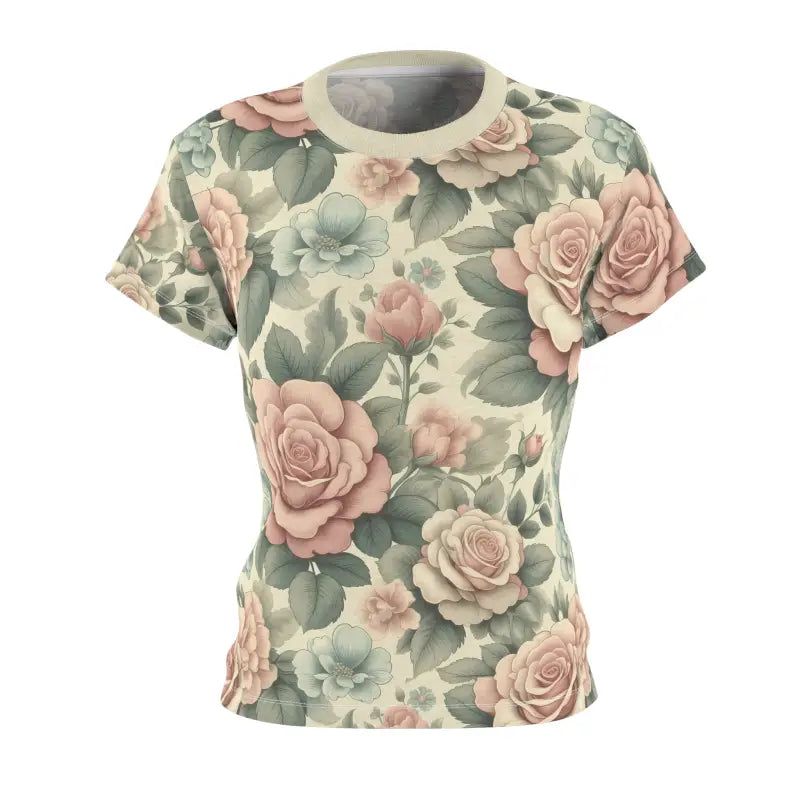 Elevate your Style with Women’s Pastel Roses Aop Sew Tee - T- Shirts