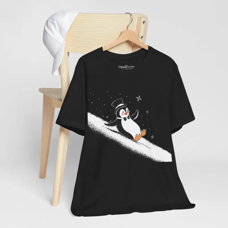 Timeless Unisex Penguin Tee ?? Cozy Style with a Cute Slide - Black / s T-shirt