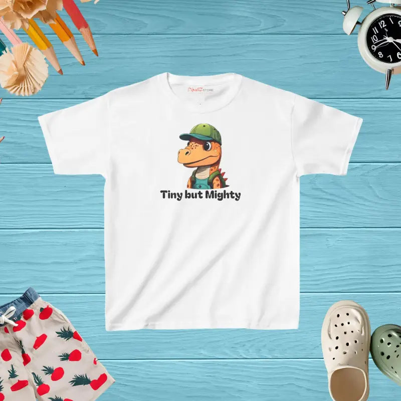 Tiny Dino Kids Heavy Cotton Tee - Comfy & Durable - Xs / White Clothes