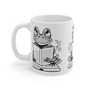 Frog Reading Book Mug High Quality Ceramic Design - Dipaliz - 11oz - Mugs