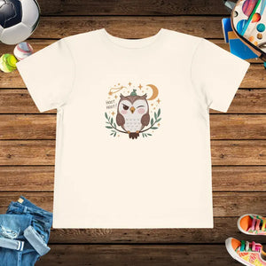 Toddler Owl Short Sleeve Tee - Fun Print Design - Dipaliz - Natural / 2t - T-shirts