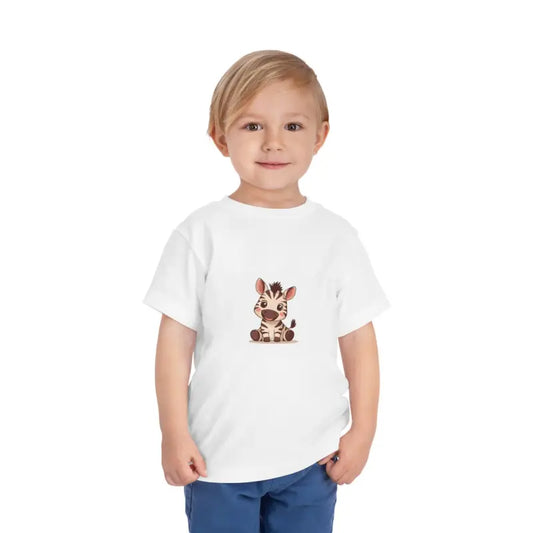 Cute Zebra Toddler Tee - Soft Cotton Short Sleeve Essentials - White / 2t Kids Clothes