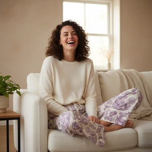 Toile Print Pajama Pants, Women’s Relaxed Lounge Sleepwear - Pajamas