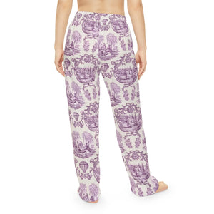 Toile Print Pajama Pants, Women’s Relaxed Lounge Sleepwear - Pajamas