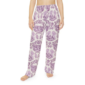 Toile Print Pajama Pants, Women’s Relaxed Lounge Sleepwear - Pajamas