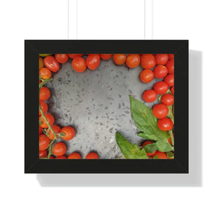 Framed Horizontal Poster - Cherry Tomatoes Basil Art - Dipaliz - 14″ x 11″ / Black - Posters Prints & Visual Artwork
