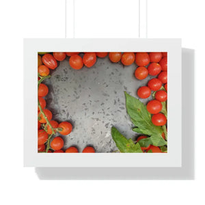 Framed Horizontal Poster - Cherry Tomatoes Basil Art - Dipaliz - 14″ x 11″ / White - Posters Prints & Visual Artwork