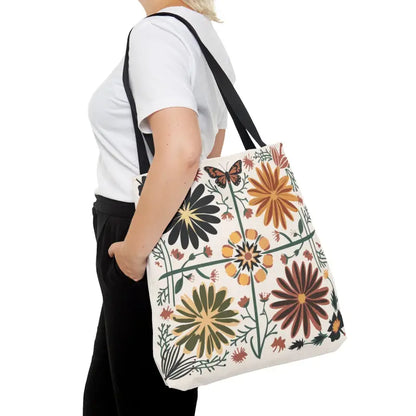 Tote-ally Cozy Cottagecore Flowers Bag: Eco-friendly Floral Magic - Large Bags