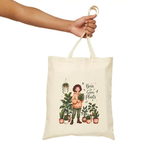 Tote Bag, ?Born to Grow Plants’ Plant Lover Canvas - Bags