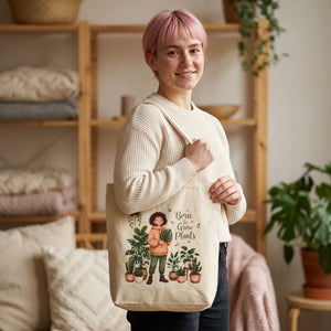 Tote Bag, ?Born to Grow Plants’ Plant Lover Canvas - Bags