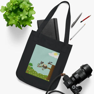 Organic Canvas Tote Bag - Bird Nest Nature Design - Dipaliz - Bags
