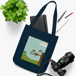 Organic Canvas Tote Bag - Bird Nest Nature Design - Dipaliz - Bags