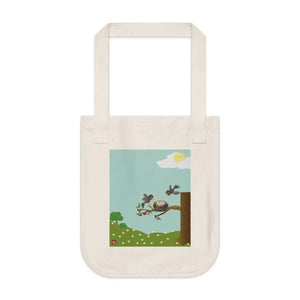 Organic Canvas Tote Bag - Bird Nest Nature Design - Dipaliz - Bags
