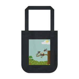 Organic Canvas Tote Bag - Bird Nest Nature Design - Dipaliz - Bags