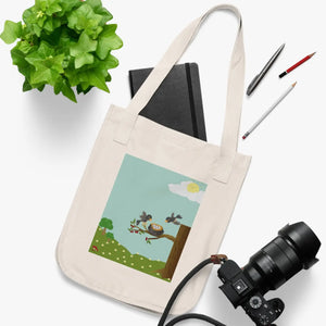 Organic Canvas Tote Bag - Bird Nest Nature Design - Dipaliz - Bags