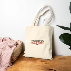 Tote Bag, ?Fueled by Coffee & Student Success” Canvas Bookbag - Bags