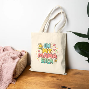 Floral in my Mama Era Cotton Canvas Tote - Dipaliz - Natural / 15’’ x 16’’ - Bags