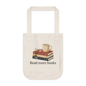Organic Canvas Tote - Coffee Books Design Certified Cotton - Dipaliz - Bags