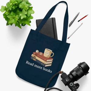 Organic Canvas Tote - Coffee Books Design Certified Cotton - Dipaliz - Bags
