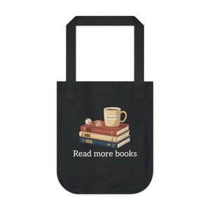Organic Canvas Tote - Coffee Books Design Certified Cotton - Dipaliz - one Size / Black - Bags