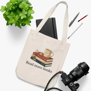 Organic Canvas Tote - Coffee Books Design Certified Cotton - Dipaliz - one Size / Natural - Bags