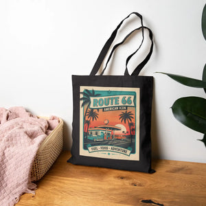 Tote Bag - Vintage Route 66 Road Trip Canvas (fuel • Food • Adventure) - Bags
