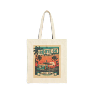 Tote Bag - Vintage Route 66 Road Trip Canvas (fuel • Food • Adventure) - Bags