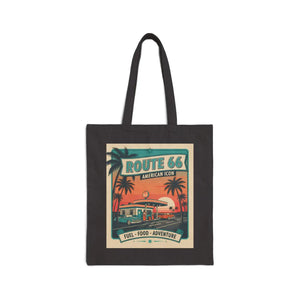 Tote Bag - Vintage Route 66 Road Trip Canvas (fuel • Food • Adventure) - Bags