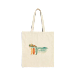 Vintage Surfboard Beach Tote Coastal Waves Design - Dipaliz - Bags
