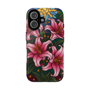 Tough Magnetic Case, Pink Lily Floral Phone Cover - Mobile Cases