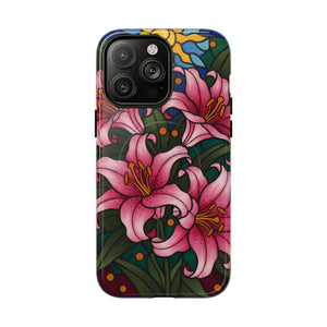 Tough Magnetic Case, Pink Lily Floral Phone Cover - Mobile Cases