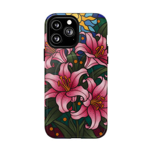 Tough Magnetic Case, Pink Lily Floral Phone Cover - Mobile Cases