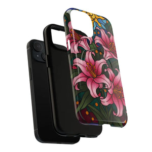 Tough Magnetic Case, Pink Lily Floral Phone Cover - Mobile Cases