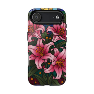 Tough Magnetic Case, Pink Lily Floral Phone Cover - Mobile Cases