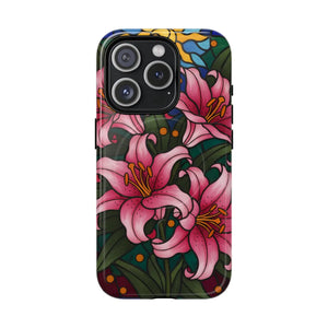 Tough Magnetic Case, Pink Lily Floral Phone Cover - Mobile Cases