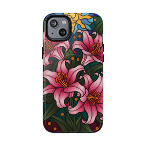 Tough Magnetic Case, Pink Lily Floral Phone Cover - Mobile Cases