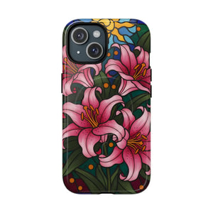 Tough Magnetic Case, Pink Lily Floral Phone Cover - Mobile Cases