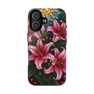 Tough Magnetic Case, Pink Lily Floral Phone Cover - Mobile Cases