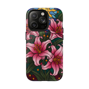 Tough Magnetic Case, Pink Lily Floral Phone Cover - Mobile Cases