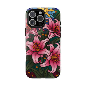 Tough Magnetic Case, Pink Lily Floral Phone Cover - Mobile Cases