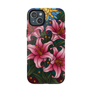 Tough Magnetic Case, Pink Lily Floral Phone Cover - Mobile Cases