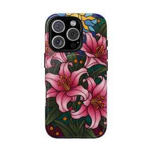 Tough Magnetic Case, Pink Lily Floral Phone Cover - Mobile Cases